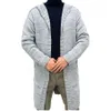 Maglioni da uomo Cardigan lavorato a maglia grigio Moda manica lunga casual maschile Capispalla Autunno Inverno Caldo con cappuccio Allentato Streetwear 231124