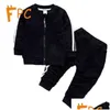 Clothing Sets Fall Sporty 2 Piece Set Toddler Children Solid Zipper Coat Pants Boy Girl Clothes Sheath Fl Sleeve Kids 12M-5T Girls Dro Dh40X