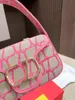 Luxus Womens Stickerei Leder Nylon Pochette Unterarmtasche für Mann Top v Schulter rosa Designer -Mode -Tasche Loco -Geldbörse und Handtasche Crossbody Clutch -Taschen