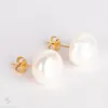 Stud 1214mm Mabe White Barokque Pearl 18K Gold Earrings Classic Ma Bei Personality Gorgeous Delicate 230425