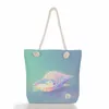 Evening Bags Thick Rope Women Tote Plant Eco Reusable Shopper Bag Starfish Shell Printed Handbags Summer High Capacity Linen Beach