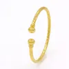 Women Cuff Bangle Bracelet Fashion Lady Plat Simple Style Solid Real 18k Gold Color Classic Girls Present Gift 2pcs