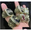 Solitaire Ring 6 Stuks Chicagobl Backetball Team Kampioenen Kampioenschapsring Set Met Houten Doos Trofee Souvenir Mannen Vrouwen Jongen Fan Brithd Dhkqz