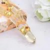 Chaînes GuaiGuai Bijoux Naturel Cylindre À Facettes Citron Quartz Citrines Plaqué Or Pépite Pendentif Sautoirs Collier Pour Femmes