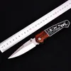 New A1910 Pocket Folding Knife 440C Satin Blade Rosewood/Steel Handle Outdoor Camping Hiking Fishing EDC Knives with Nylon Bag