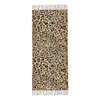 Lenços Tan Leopard Imprimir Xales Envoltórios para Senhoras Inverno Quente Longo Lenço Macio Textura de Pele Animal Pashminas Xale