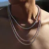 White Gold Plated Sliver 925 Jewelry Hip Hop Lab Grown Diamond Tennis Necklace Iced Out Bracelet Men 3mm Moissanite Tennis Chain