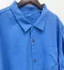メンズカジュアルシャツ2色の高級シャツメン70シルクサンドウォッシュショートスリーブプラスサイズルーズサマートップシングルポケットグリーンブルー