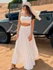 Two Piece Dress Tossy White Knit Two Piece Women Sets Fall Ribbed Tank Top And Pleated Knitted Skirt Suits For Women Long Dress Sets Summer 230424