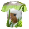 メンズTシャツ夏と女性用カジュアルTシャツ3Dプリンティングかわいい小さな動物ハムスターファッションショートスリーブオールマッチトップXXS-6XL
