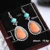 Dingle örhängen vintage Big Water Drop Orange Stone Boho Tribal S Natural Handmade Earring Women Jewelry