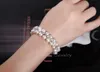 Beaded CWWZircons Handmade Wedding Pearl Jewelry Double Rows Cubic Zirconia Setting Big Bridal Bracelets Bangle for Women CB157 230425