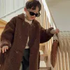 Giacche Giacca per bambini 2023 Autunno Inverno Abbigliamento per bambini sudcoreano Moda All-match Ragazzi Cappotto di pelliccia lungo marrone scuro alla moda