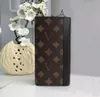 Carteras de diseñador para hombre Monederos de lujo para hombre Letras de flores marrones Titulares de tarjetas largas Moda masculina de alta calidad Bolsos de embrague pequeños con caja original