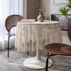 Table Cloth Retro Style Dark Green Lace Round Tablecloth Wedding Party Christmas Decorative Dust Proof For Dining