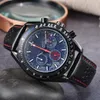 OMG 43mm Men Man Man Top Dress Wristwatches Men's Watches All Dial Work Work Six Edeles Gapphire Closss Quartz Watch Luxury Wrist Watch Leather Watches Watches Om96