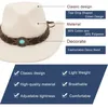 Berets Gemvie White Adulte Adulte Artificial Wool Fedro Top Hat Denim avec menton et feutre 2023 Design