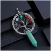 Urok Chakra Tree of Life Charms kształt kamienia leczenie kryształ więc wciągnięcie do wróżbiarstwa kwarc wisiorek upuść biżuteria je dhxlu