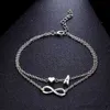 Ankiety Anklet Heart Infinity Silver Color Bransoletka na łańcuch nóg