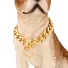 Dog Collars 15mm Chain Luxury Strong Metal Necklace Pet Training Stainless Steel Choke Collar Gold Cuban Link For Large Walking Ring