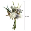 Decorative Flowers White Misty Grey Artificial Fake Plant Flower Bouquet Home Decor Rustic Wedding Mariage Party Decoration Bridal