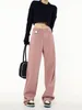 Jeans pour femmes Vintage taille haute femmes rose mode coréenne streetwear pantalon large femme denim pantalon droit baggy 2023 automne