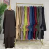 Etnik Giysiler Jilbab 2 Parça Set İpeksi Satin Dua Kıyafetleri Kadın İslam Khimar Hicab Abaya ve Etek Müslüman Kıyafetler Dubai Türk Ramazan Eid