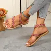 Sandaler 2023 Ladies Designer Flowers Summer Sexy Open Toe Flat Shoes Outdoor Casual Beach Bohemian