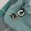 Any S Sterling Sier 1837 Ring Necklace Women's Red Clavicle Chain Personality Male Couple Black Ring Pendant