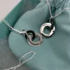 Any S Sterling Sier 1837 Collar de anillo Cadena de clavícula roja para mujer Personalidad Pareja masculina Anillo negro Colgante