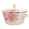 Dinnerware Sets Soup Bowl Enamel Basins Braiser Pan Lid Casserole Cooking Pot Household Enamelware