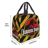 Ice Packs/Isothermic Bags Jurassic Park Insulated Lunch Bag for Work School Dinosaur World Portable Cooler Thermal Lunch Box Women Kids lunchbag J230425