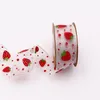 Jewelry Pouches 25mm 5m Cute Style Ribbon White Strawberry /Red Heart Polyester Printing Wedding Gift Packaging