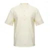 Polo da uomo Estate T-shirt a maniche corte da uomo in cotone e lino Camicia casual da uomo traspirante XS-2XL