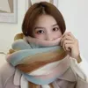 Écharpes Belle bande multicolore hiver épais écharpe tricotée multi-usages grandes enveloppes femme extérieure chaude