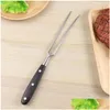 Bbq Tools Accessories Portable Outdoor Barbecue Tool Wooden Handle Fork Food Drop Delivery Home Garden Patio Lawn Cooking Eating Dhwsq