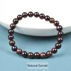 Braccialetto di granato rosso scuro naturale per donna, uomo, perline di pietra di melograno, bracciali, gioielli, energia fortunata, regali