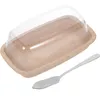 Dinnerware Define o recipiente quadrado de bolo de tampa transparente com manteiga de bandeja de bandeja mais nítida