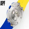 APF Factory produces men's watch 26405 26400 size 44mm 3126 timing movement 12 small seconds 6 o 'clock and 9 o 'clock 12 hours 30 minutes timing rubber strap