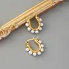 Orecchini a cerchio Orecchini vintage tipo U realizzati in oro placcato su rame e perle, regalo per donne e ragazze