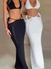 Kadın Mayo Kadınlar Örtük Etek Mayo Bikini Set Straplez Tank mahsul üstleri ve Maxi Moda Örgü Pileli Plaj