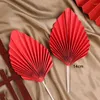 Festive Supplies 2pcs Paper Fan Cake Topper Happy Birthday Gold Red Insert Palm Leaf Flag Wedding Party Dessert Decoration