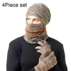 Baretten Pluche Warme Muts Sjaal Masker Handschoenen Vierdelige set fietsen Winddichte gehoorbescherming Kraag Geïntegreerde hoeden