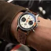 Montres-bracelets de luxe Top Time Montre Marque Hommes Professionnel Aviation Chronographe Montre-Bracelet Panda Eye Bus