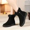 Moda feminina sapatos curtos de pelúcia botas femininas venda quente lado zipp botas diárias mulheres dedo do pé redondo manter botas de tornozelo quentes