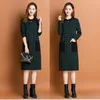 Winter Casual Graphic Yellow Sweaters Dress Long Sleeve Women Designer O-Neck Slim Vacation Midi Knitted Dresses 2023 Spring Autumn Soft Warm Runway Party Frocks