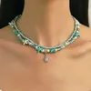 S3870 bohème tortue de mer coeur pendentif étoile de mer Turquoise perles collier pour femmes Double couche perlée tour de cou chaîne colliers