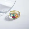 Кластерные кольца Shipei 18k золота с нормом 925 серебряного серебряного серебряного лаборатория красочное сапфировое кольцо для женских ювелирных изделий для женщин.