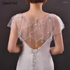 Chains JaneVini 2023 Luxury Bridal Shoulder Necklace Sequined Beaded Handmade Wedding Jewelry For Women Tulle Strap Chain