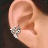 Brincos traseiros Art Nouveau Ear Cuffs Cor prata Joias artesanais Cuff Flower Clip